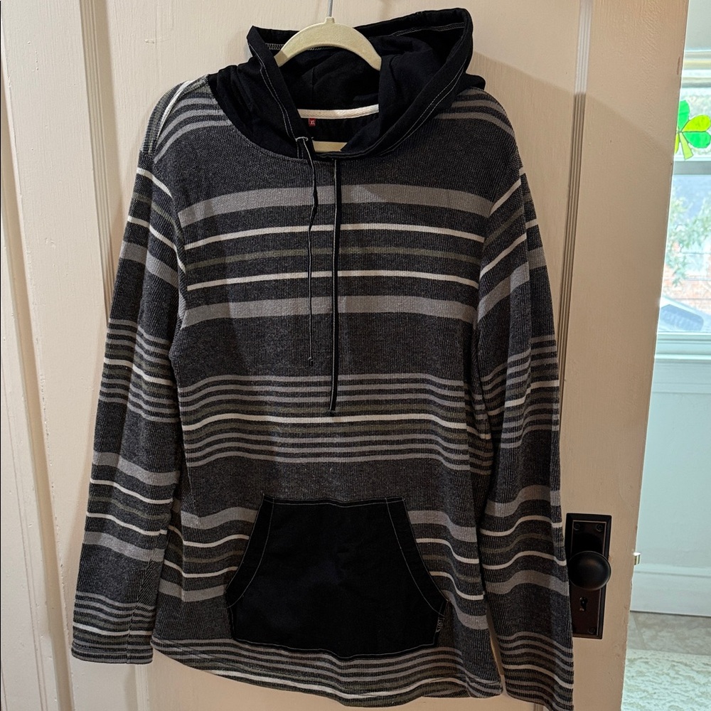 Lost Striped Black and Gray Hoodie Shirt